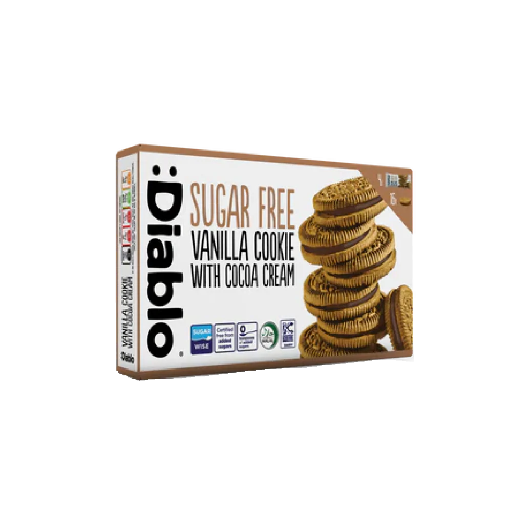 :Diablo Vanille-Sandwichkekse mit Kakaocreme ohne Zuckerzusatz 176 g